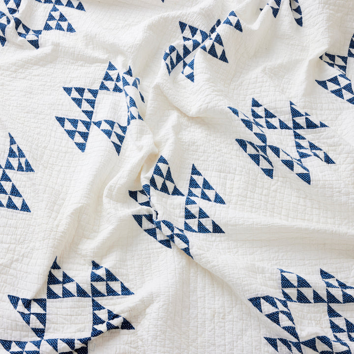 Indigo and White Double Pyramid Quilt, c. 1910
