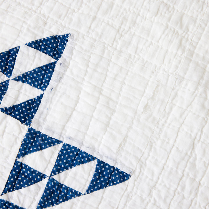Indigo and White Double Pyramid Quilt, c. 1910