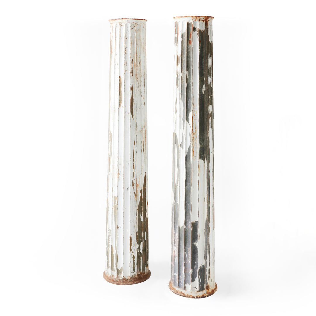 Pair of Late 19th Century Zinc Fluted Columns