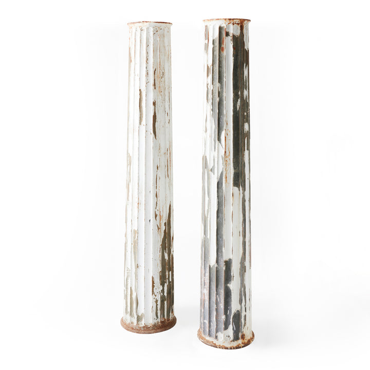Pair of Late 19th Century Zinc Fluted Columns