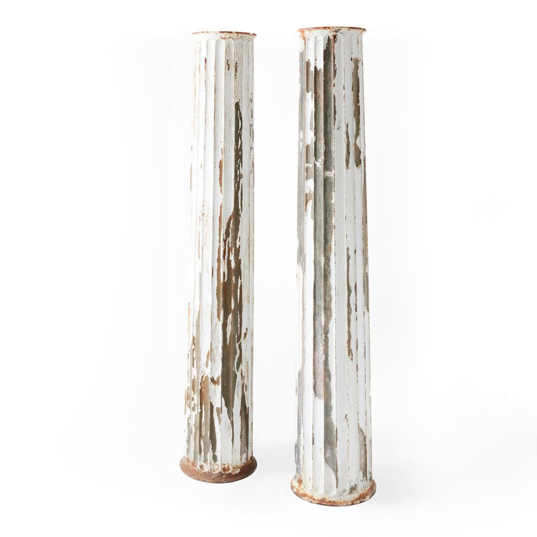 Pair of Late 19th Century Zinc Fluted Columns