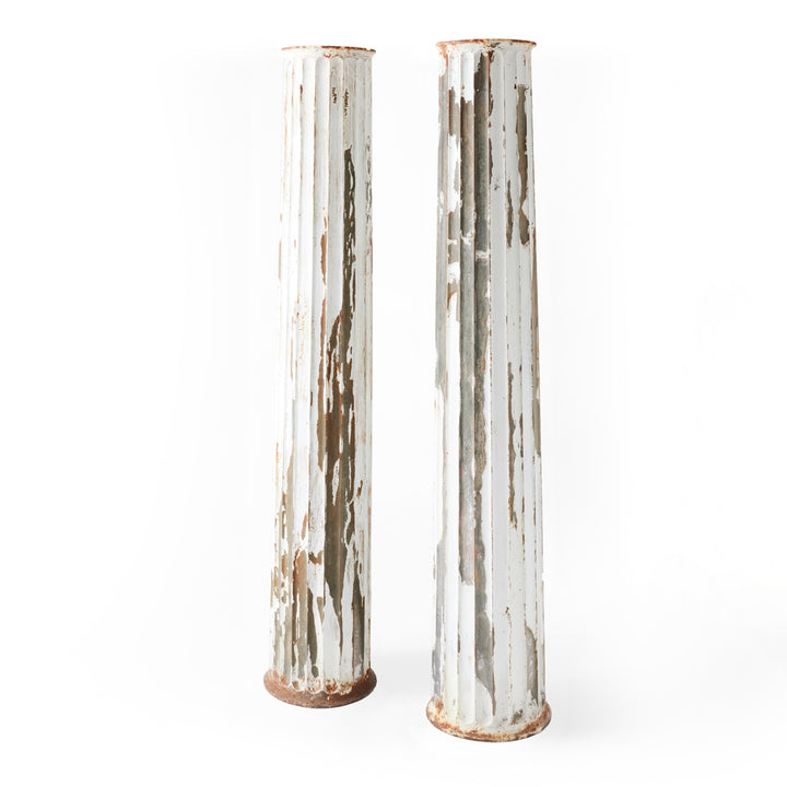 Pair of Late 19th Century Zinc Fluted Columns