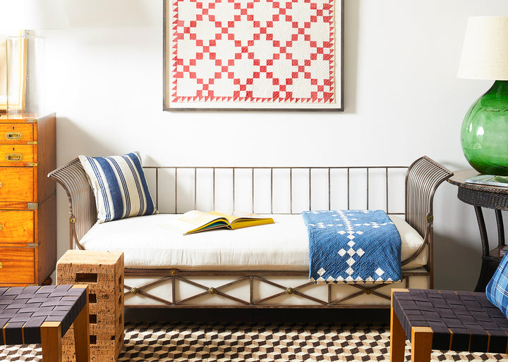 Framed Single Irish Chain Crib Quilt, circa 1910-1920