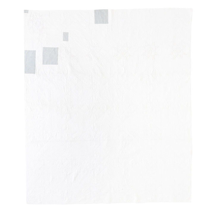 Antique Coverlet with Ticking Stripe Patching
