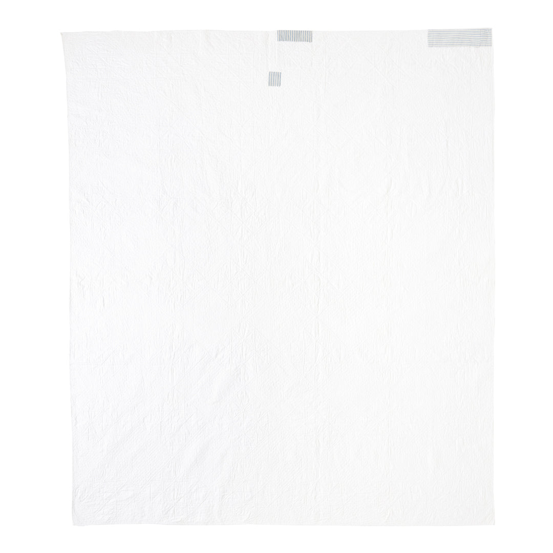 Antique Coverlet with Ticking Stripe Patching