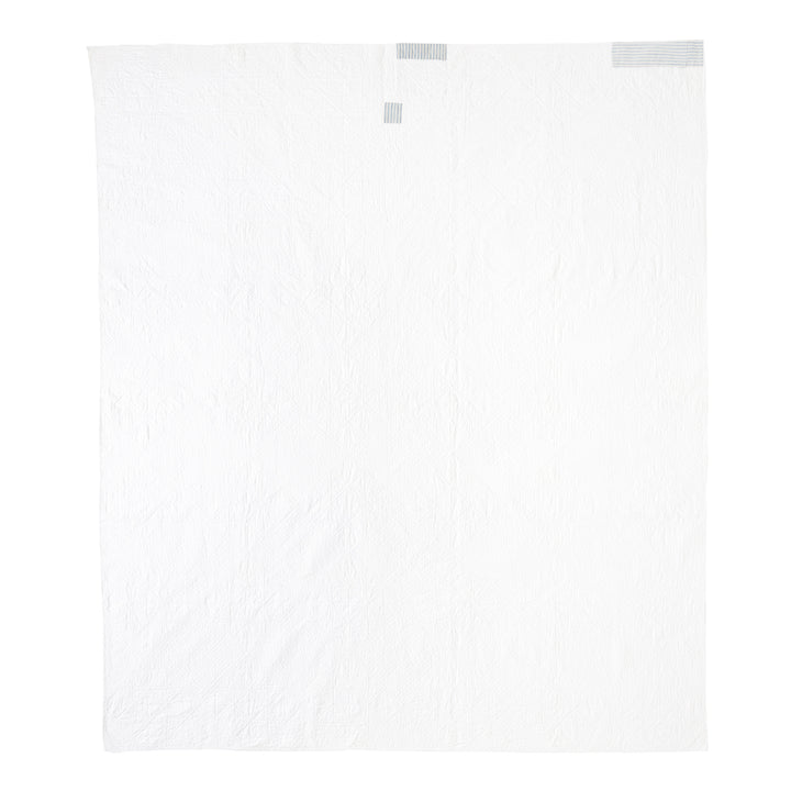 Antique Coverlet with Ticking Stripe Patching