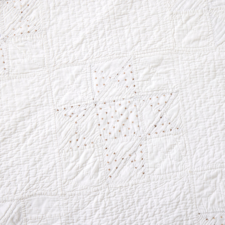 Antique Coverlet with Ticking Stripe Patching