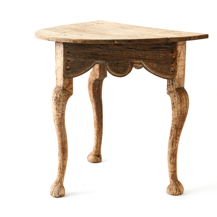 Antique French Bleached Oak Demilune
