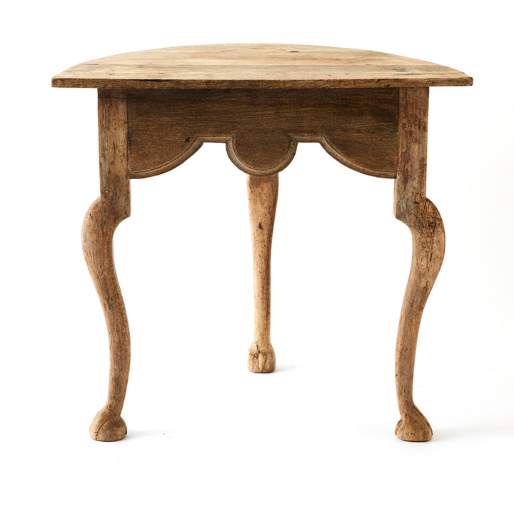 Antique French Bleached Oak Demilune