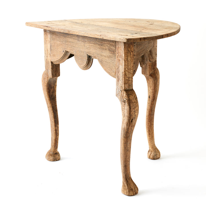 Antique French Bleached Oak Demilune