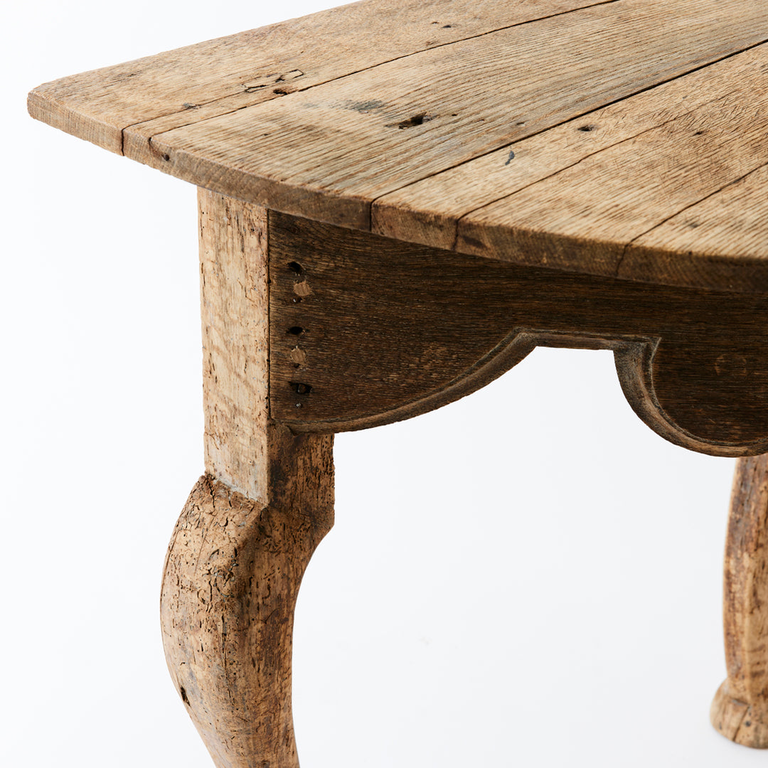 Antique French Bleached Oak Demilune