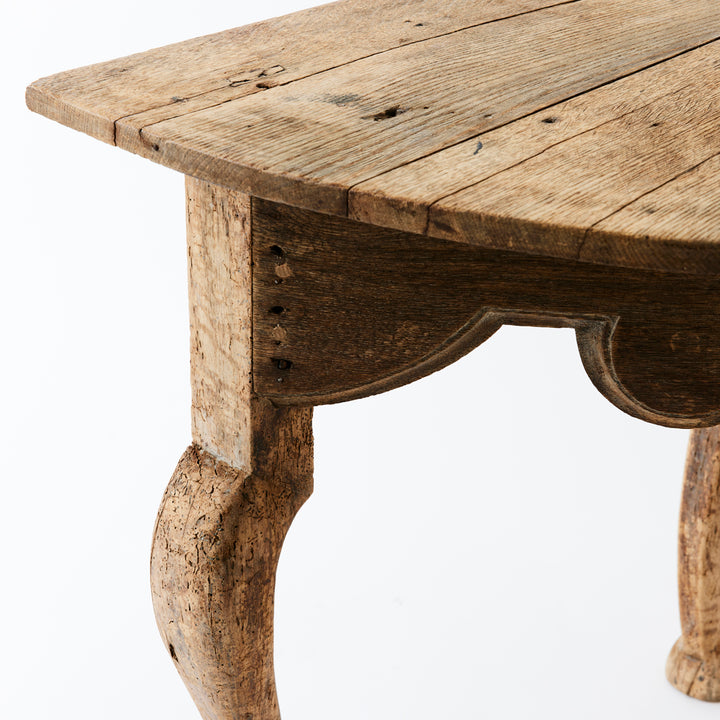 Antique French Bleached Oak Demilune