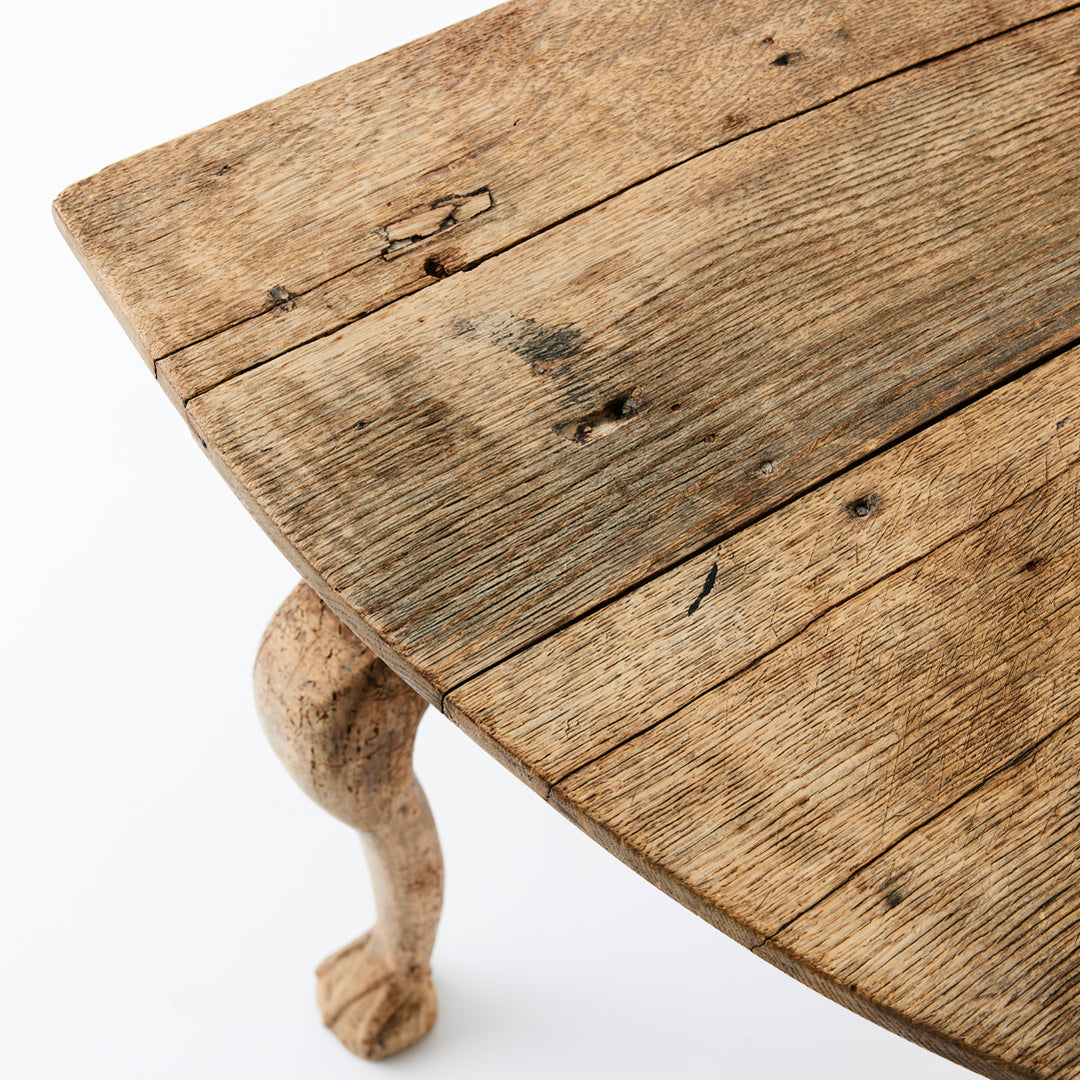Antique French Bleached Oak Demilune