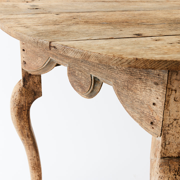 Antique French Bleached Oak Demilune