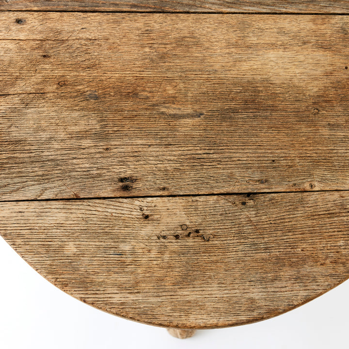 Antique French Bleached Oak Demilune