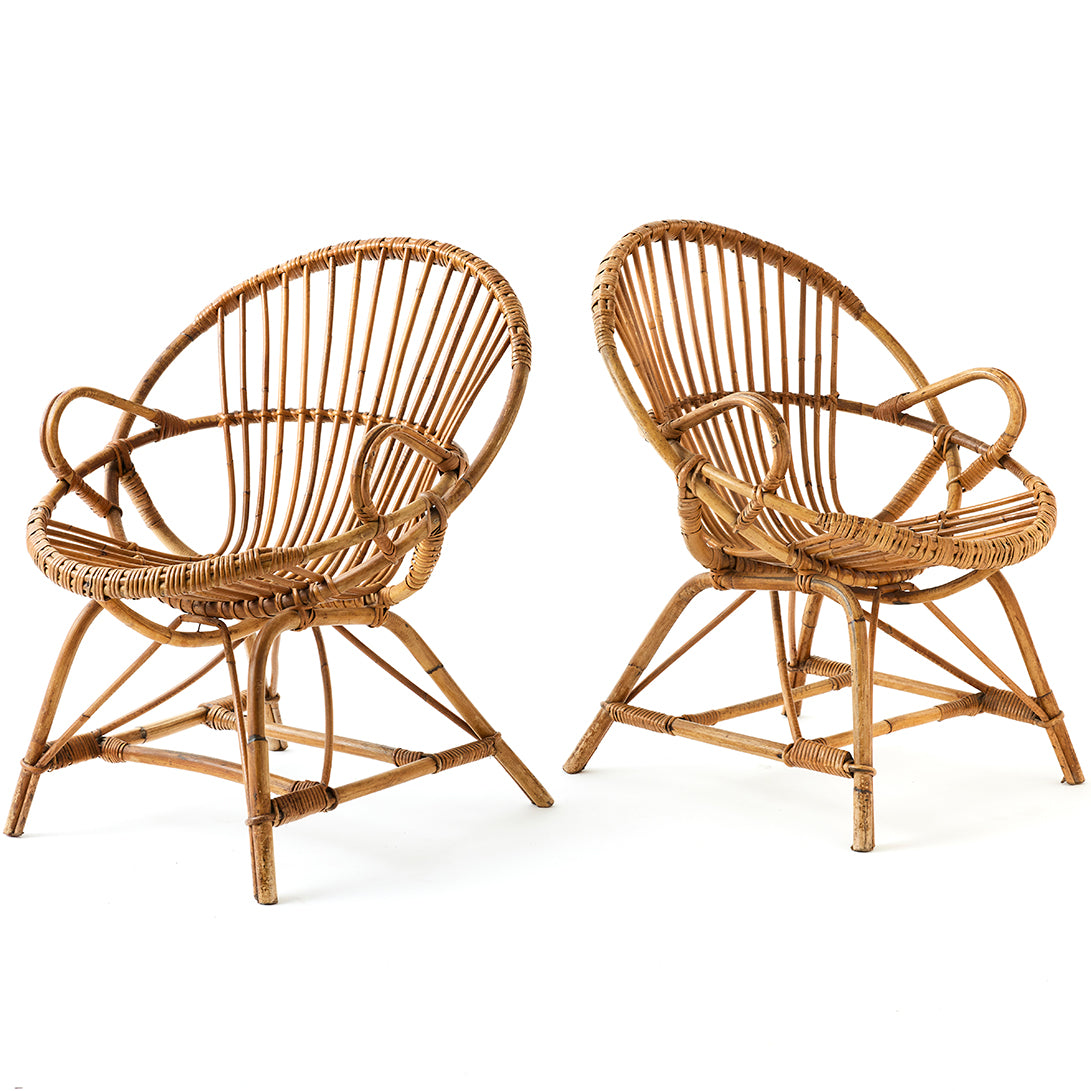 Pair of Vintage Rattan Chairs – Tori Jones Studio