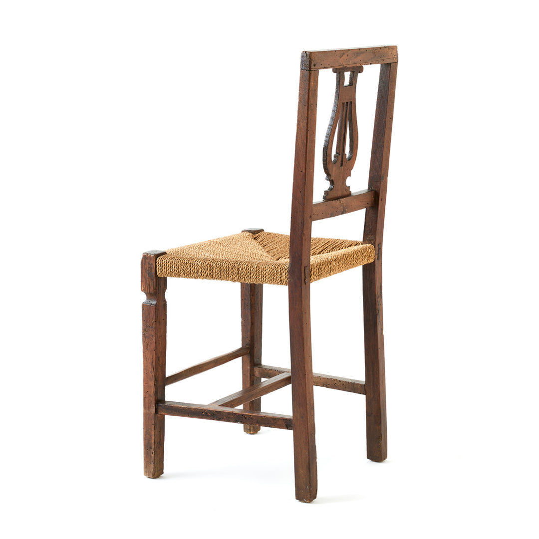 Vintage Lyre Back Chair with Rope Seat