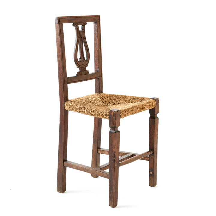 Vintage Lyre Back Chair with Rope Seat