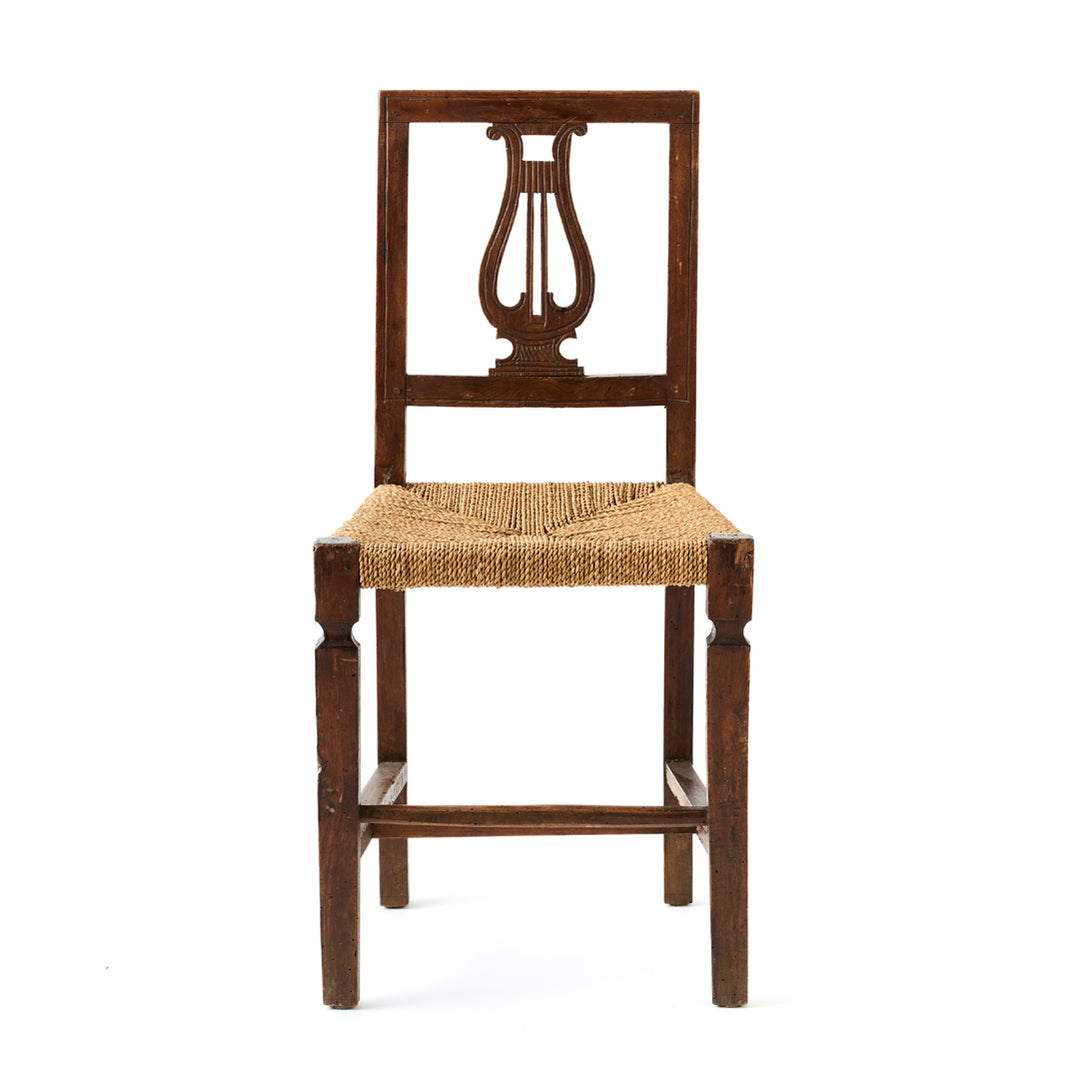 Vintage Lyre Back Chair with Rope Seat