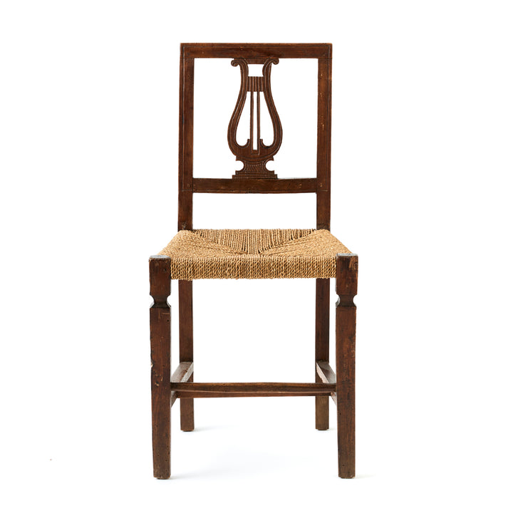 Vintage Lyre Back Chair with Rope Seat