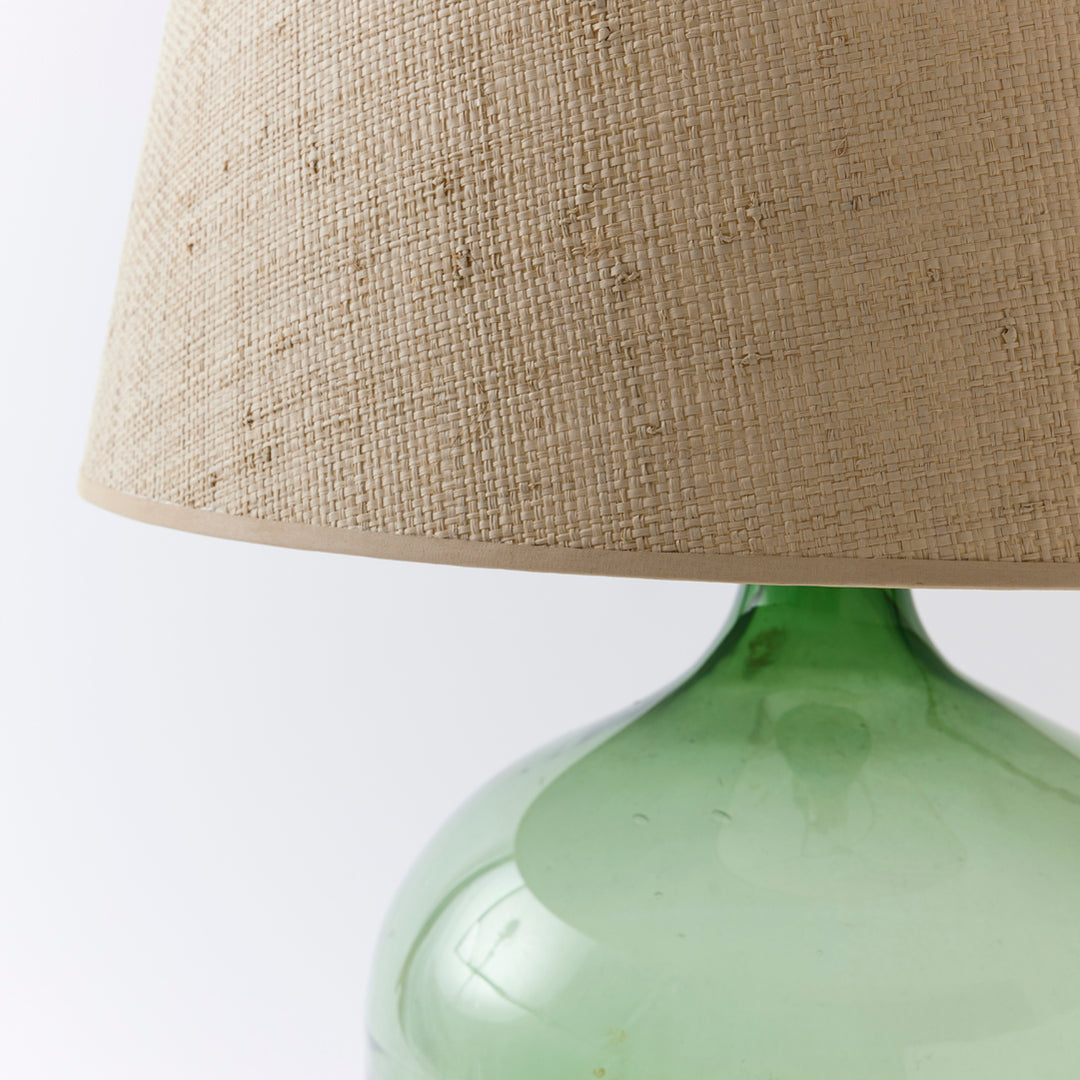 Antique Demijohn Lamp with Raffia Shade