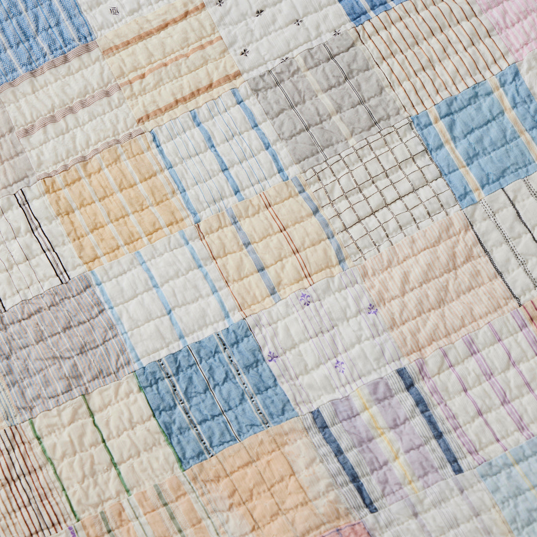 One Patch Shirting Fabric Quilt, c. 1920