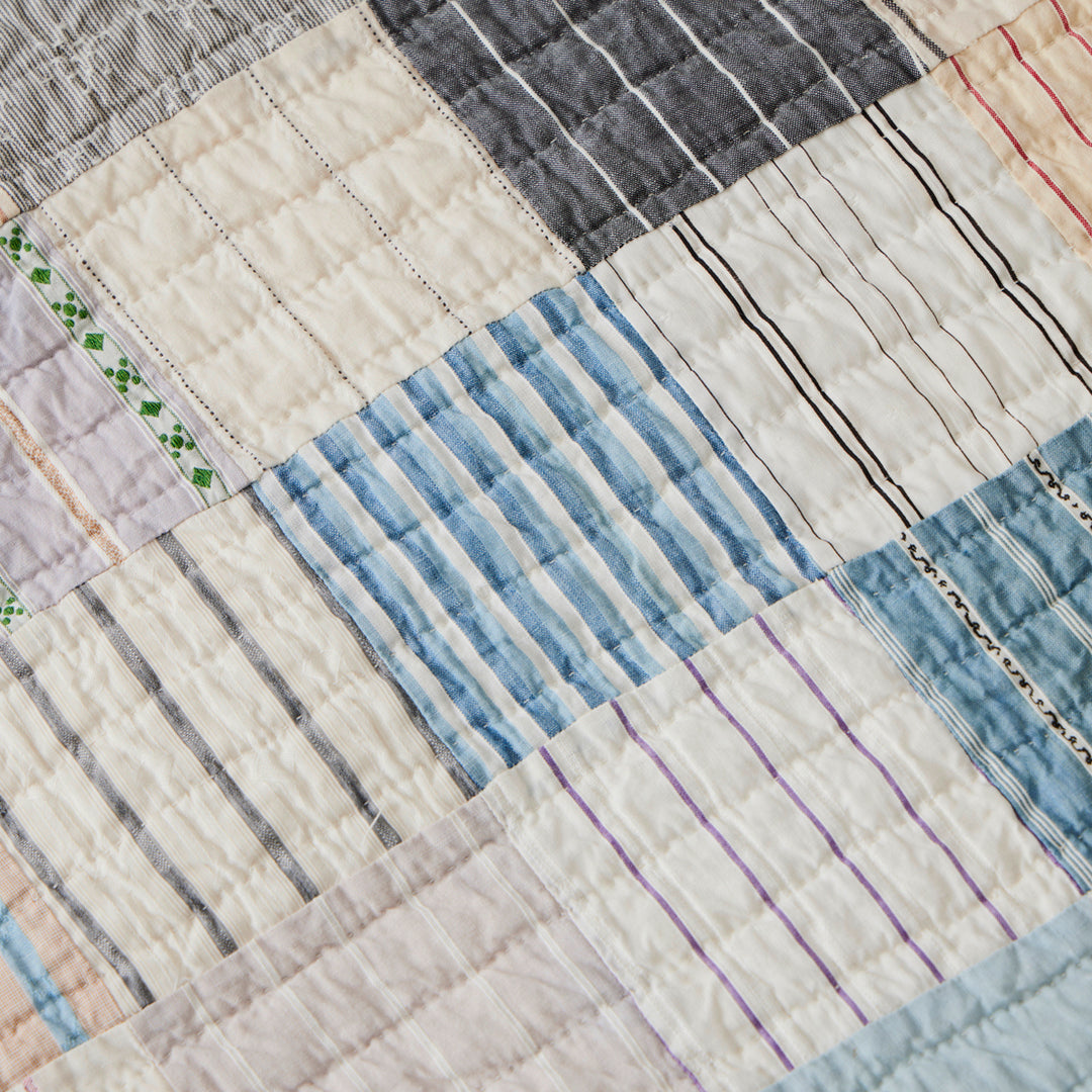 One Patch Shirting Fabric Quilt, c. 1920