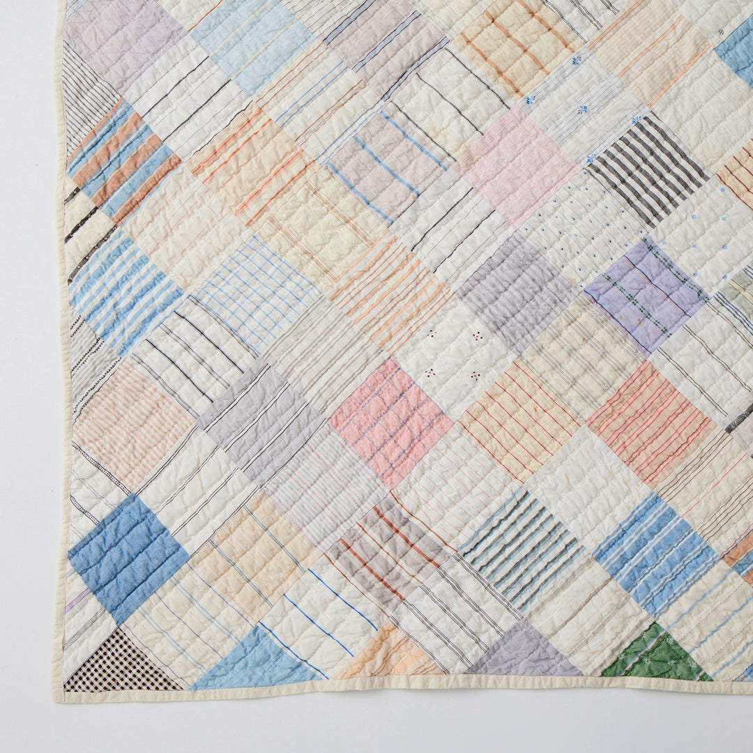 One Patch Shirting Fabric Quilt, c. 1920