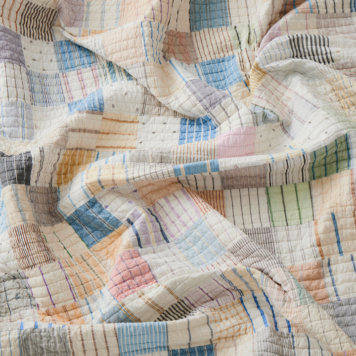 One Patch Shirting Fabric Quilt, c. 1920