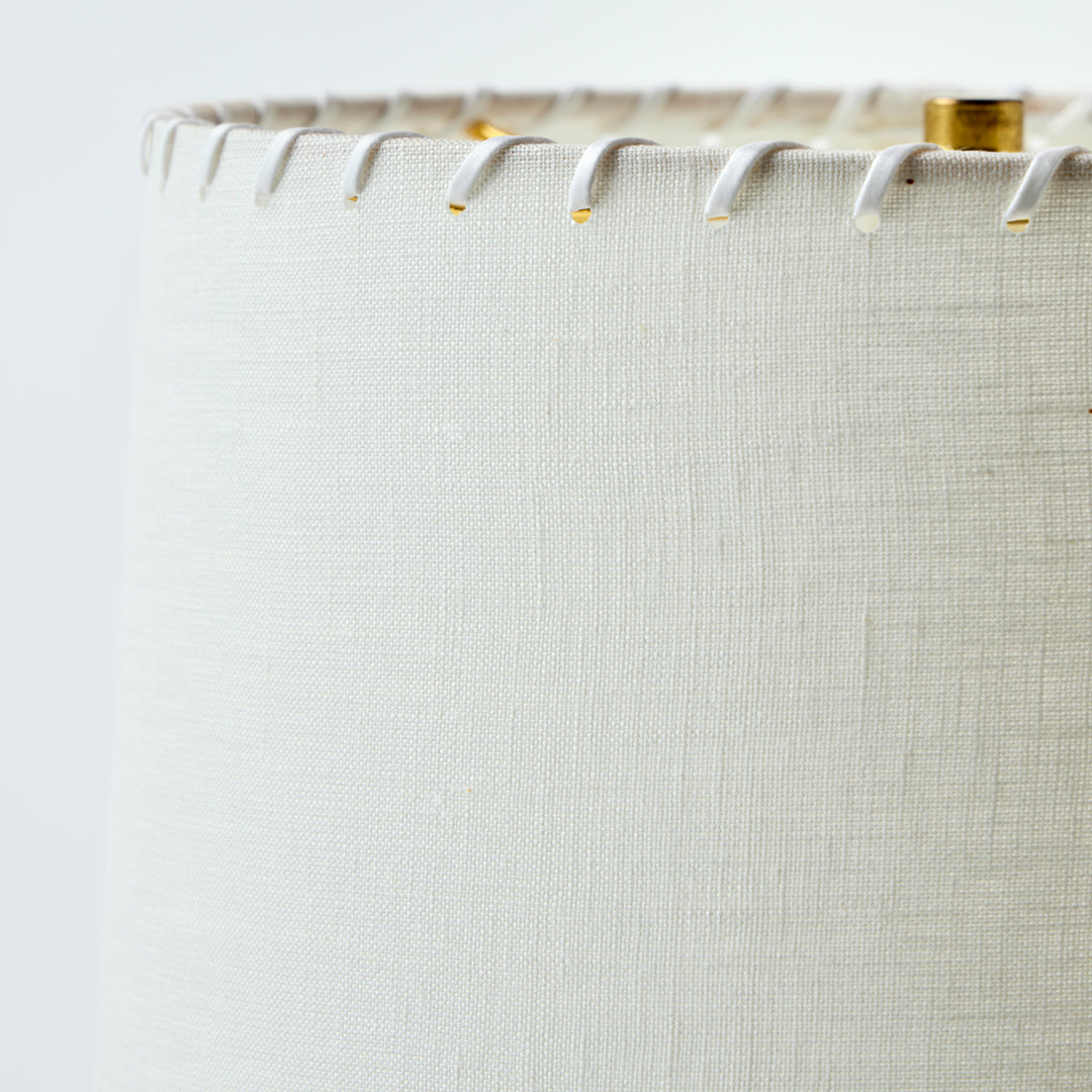 Antique Demijohn Lamp with White Whipstitch Shade