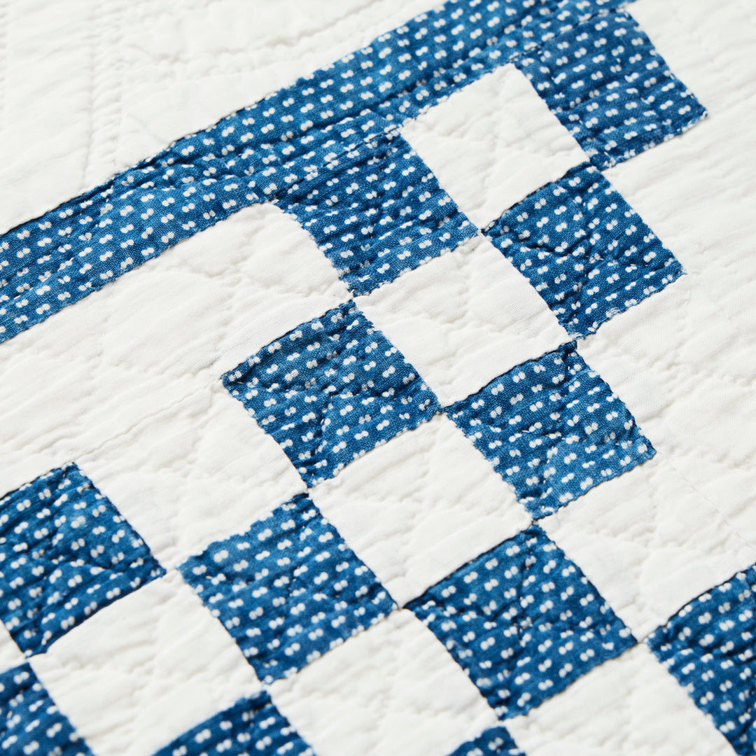 Antique Double Irish Chain Quilt with Sawtooth Border, c. 1910