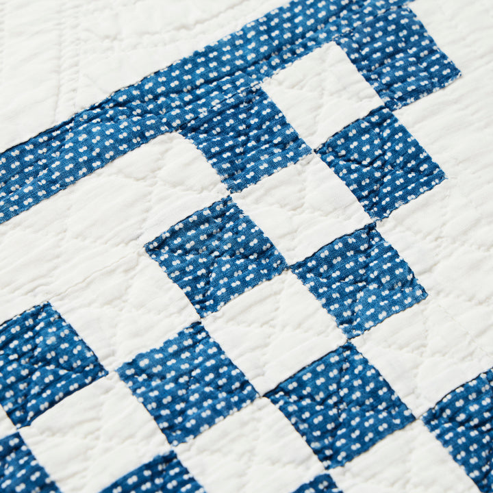 Antique Double Irish Chain Quilt with Sawtooth Border, c. 1910