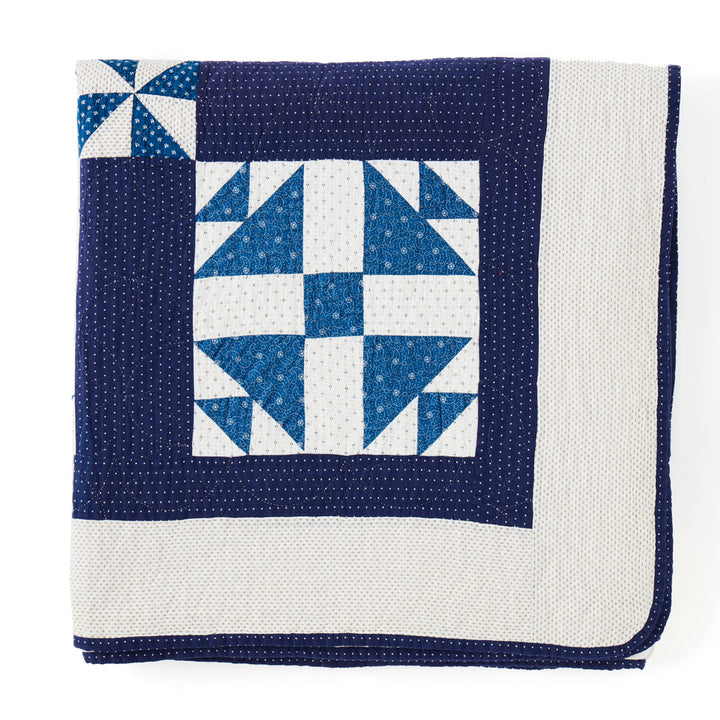 Antique Indigo Duck and Ducklings Quilt, c. 1910