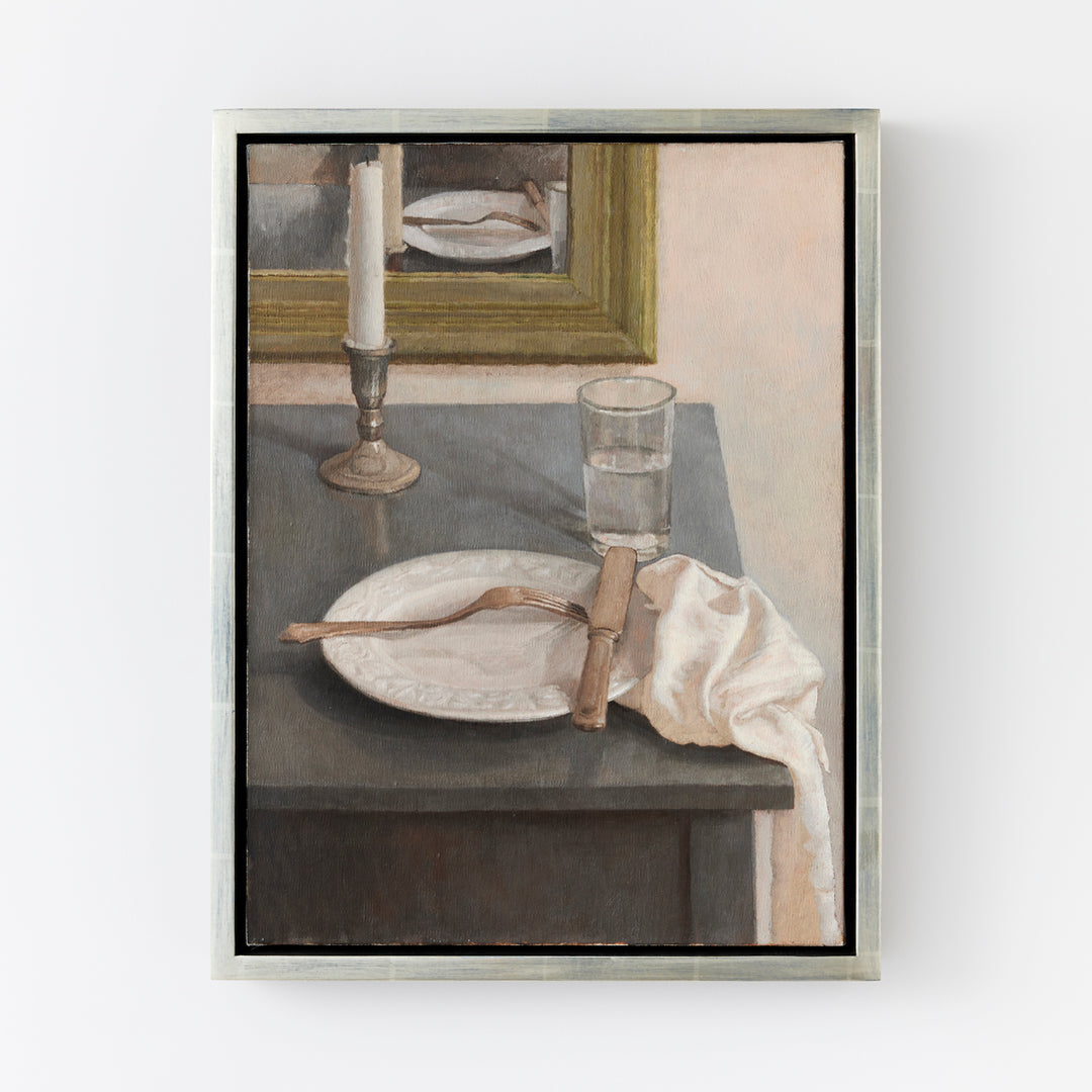 Vintage Still Life in Silver Leaf Frame