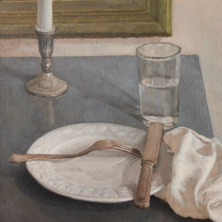 Vintage Still Life in Silver Leaf Frame