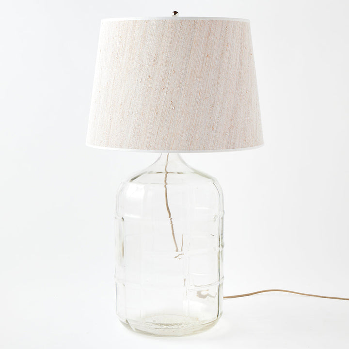 Vintage Clear Carboy Lamp with Whitewashed Grasscloth Shade