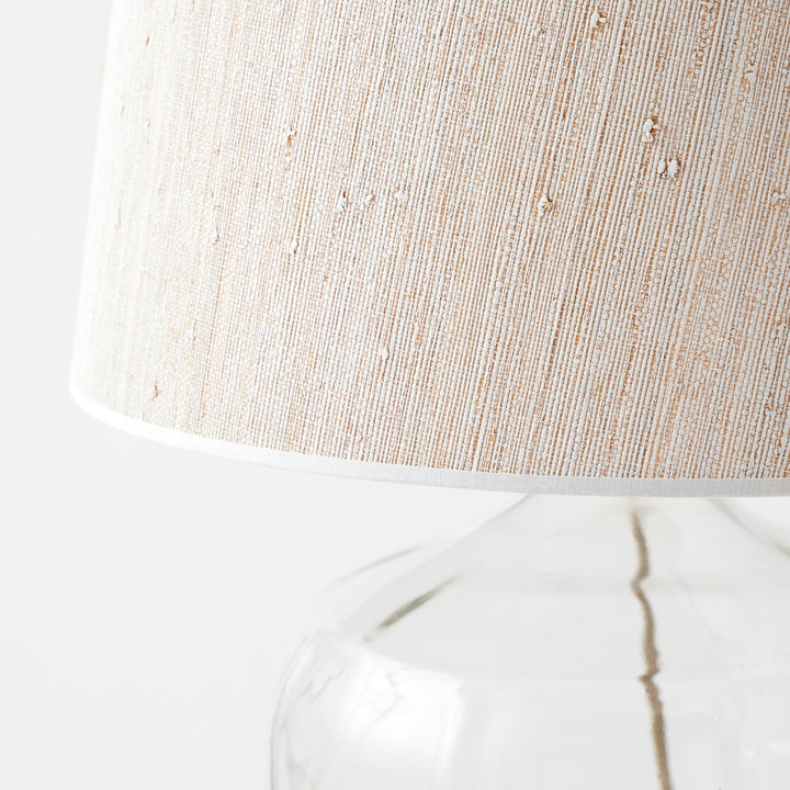 Vintage Clear Carboy Lamp with Whitewashed Grasscloth Shade