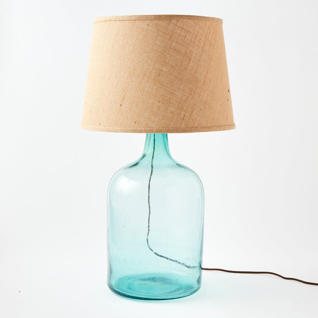 Antique Demijohn Lamp with Burlap Shade