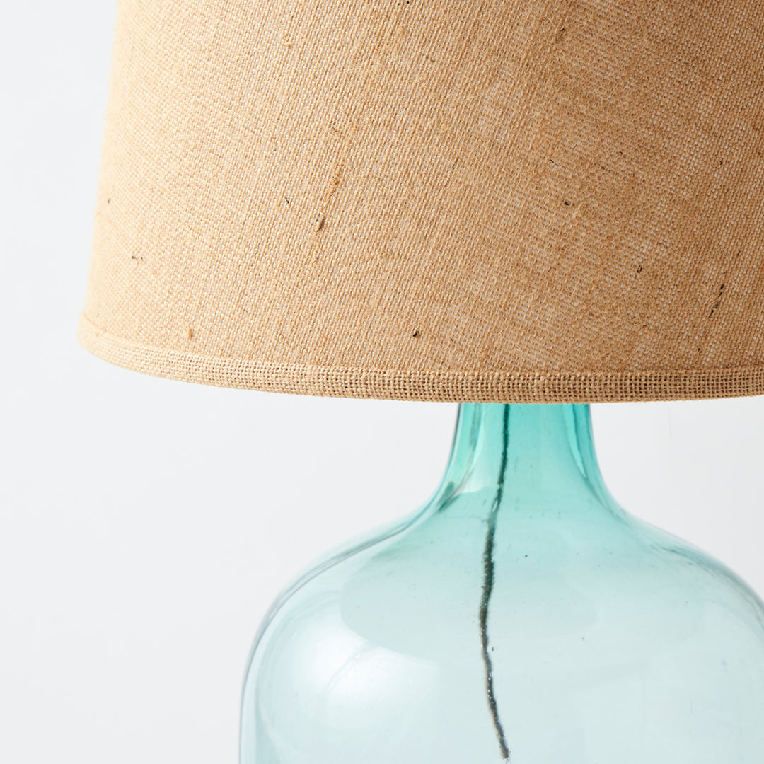 Antique Demijohn Lamp with Burlap Shade