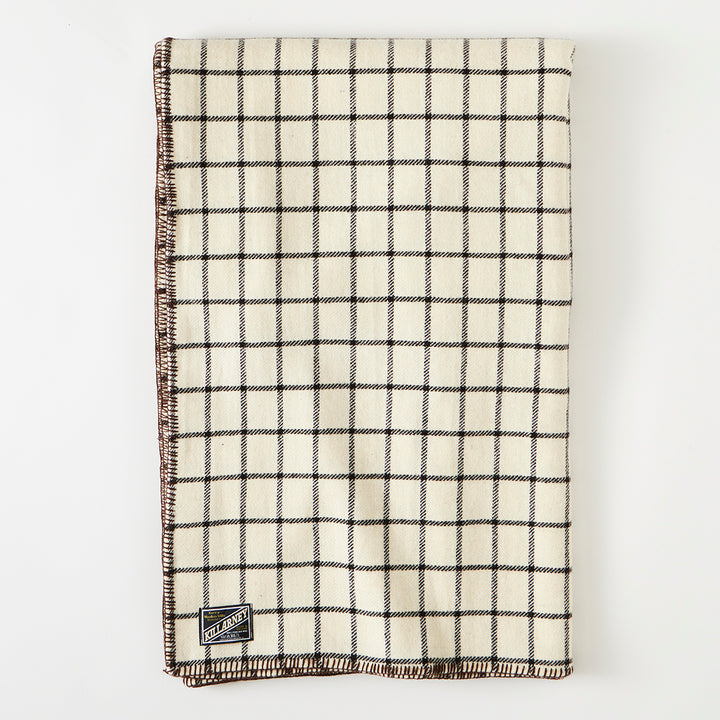 Irish Wool Checked Blanket in Brown
