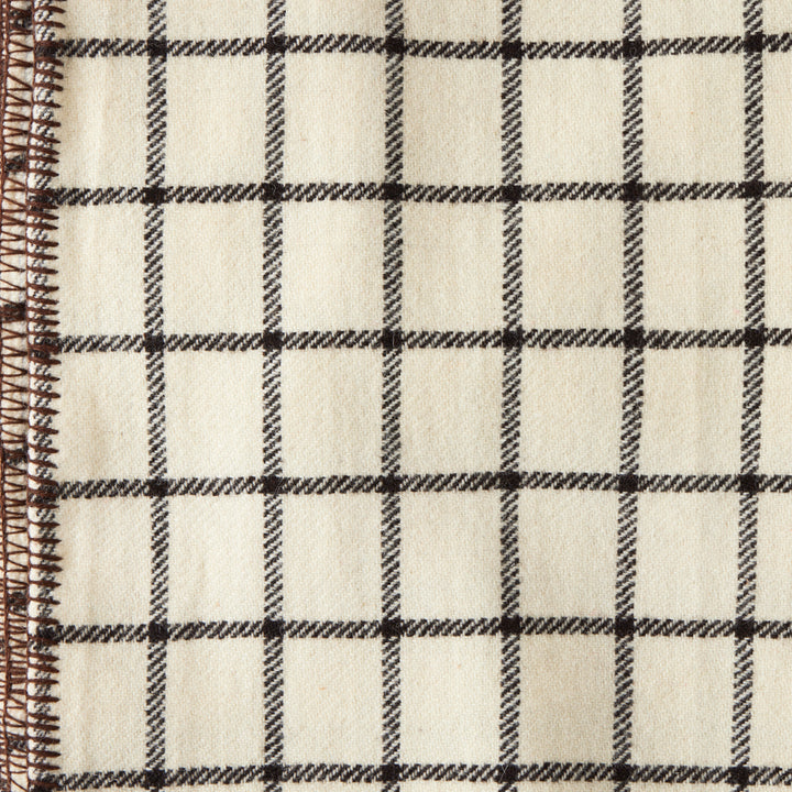 Irish Wool Checked Blanket in Brown