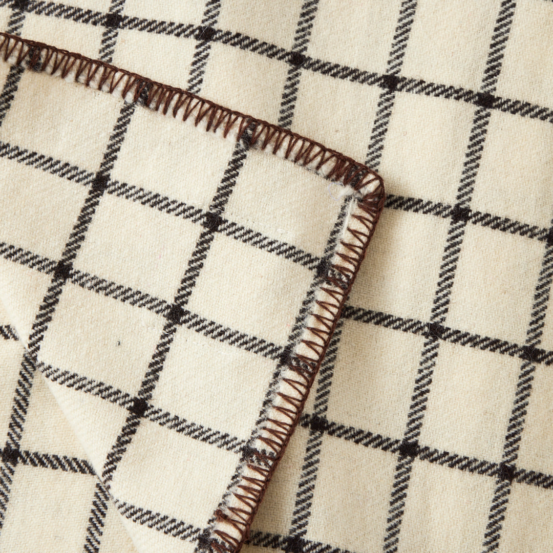 Irish Wool Checked Blanket in Brown