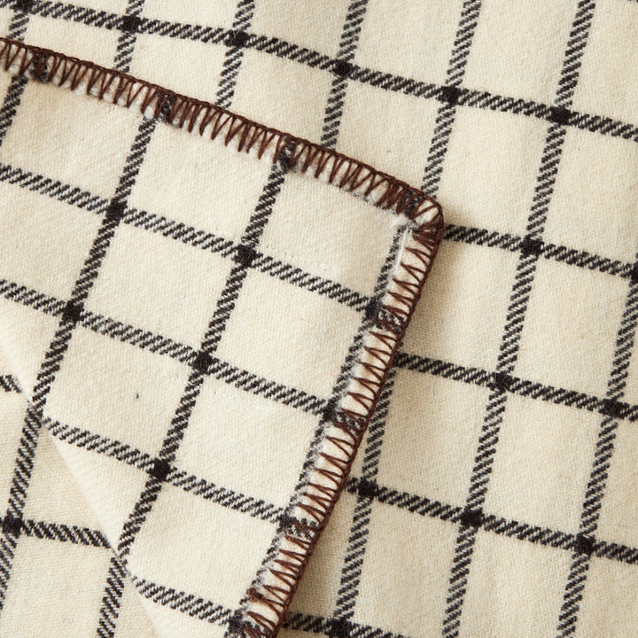 Irish Wool Checked Blanket in Brown