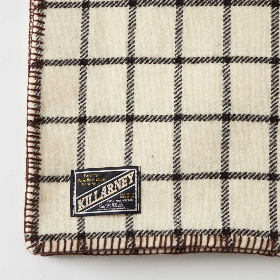 Irish Wool Checked Blanket in Brown