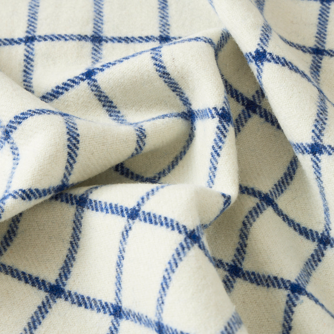 Irish Wool Checked Blanket in Blue