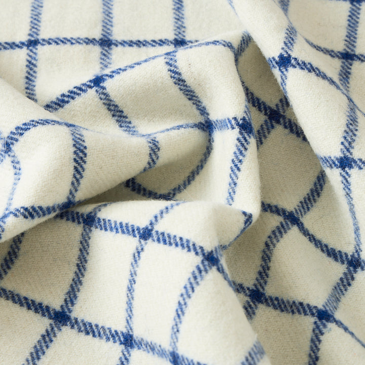 Irish Wool Checked Blanket in Blue
