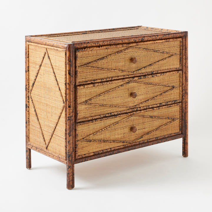 Vintage Bamboo and Grasscloth Chest, circa 1970