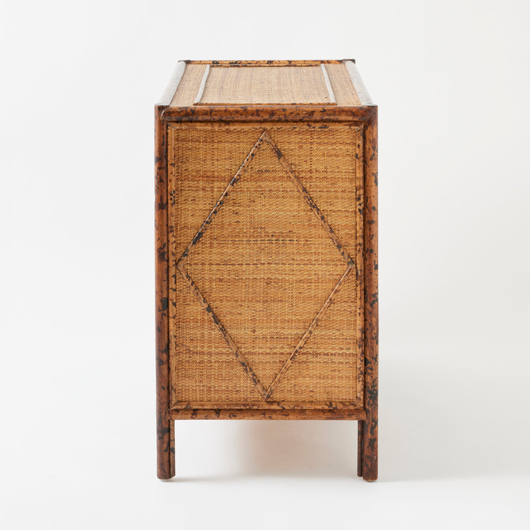 Vintage Bamboo and Grasscloth Chest, circa 1970