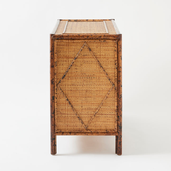 Vintage Bamboo and Grasscloth Chest, circa 1970