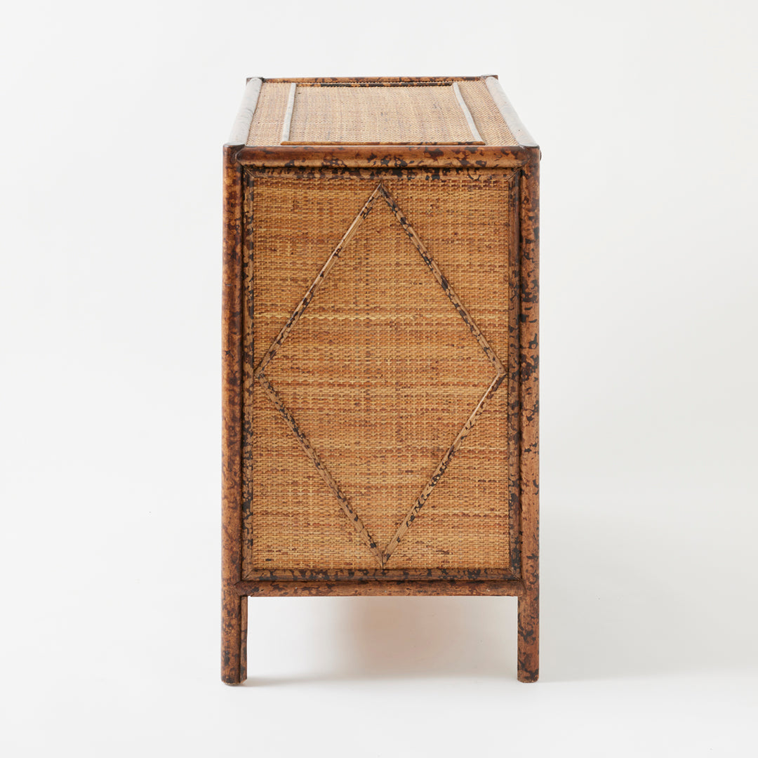 Vintage Bamboo and Grasscloth Chest, circa 1970